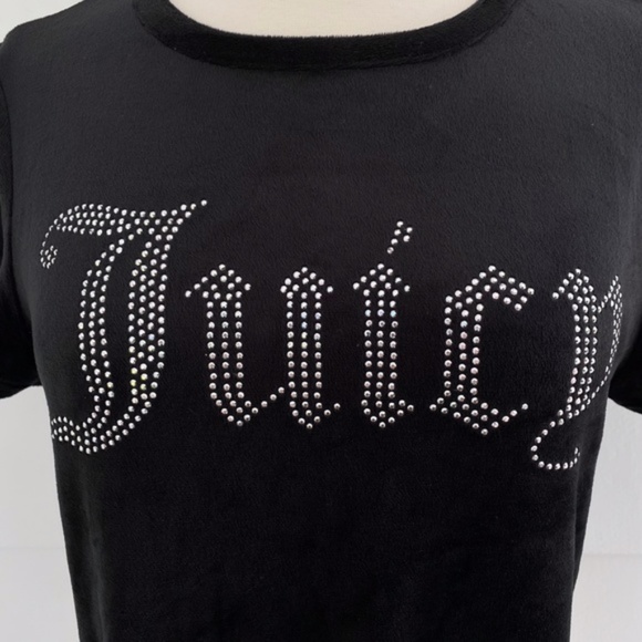 Juicy Couture Velour Rhinestone Spell Out Tee Black Large - Picture 5 of 17